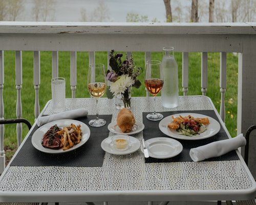 water and simple food on a table